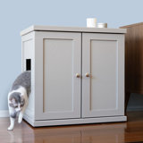 The Refined Litter Box - Wood Cat Litter Box Enclosure Cabinet with Drawer, Modern Style