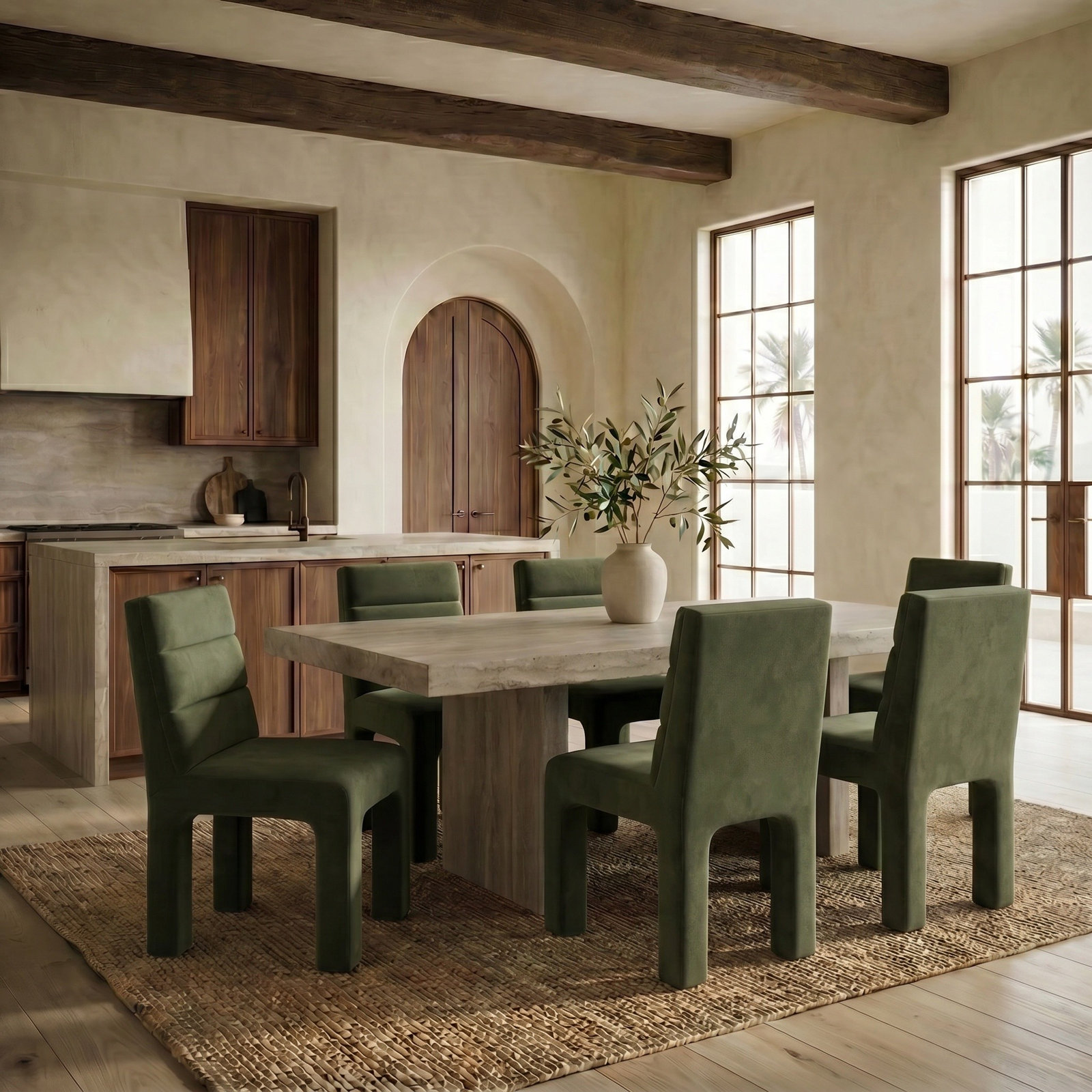 Shepha Side Chair, Forest Green Velvet