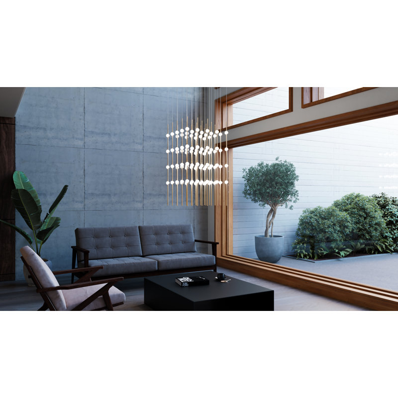 Luminaire suspendu 100 niveaux à DEL Constellation®, Transparent, Laiton satiné, 3000 K