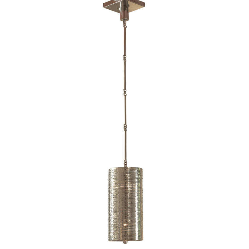 Luminaire suspendu cylindrique unique à 2 lumières Coil, Nickel poli