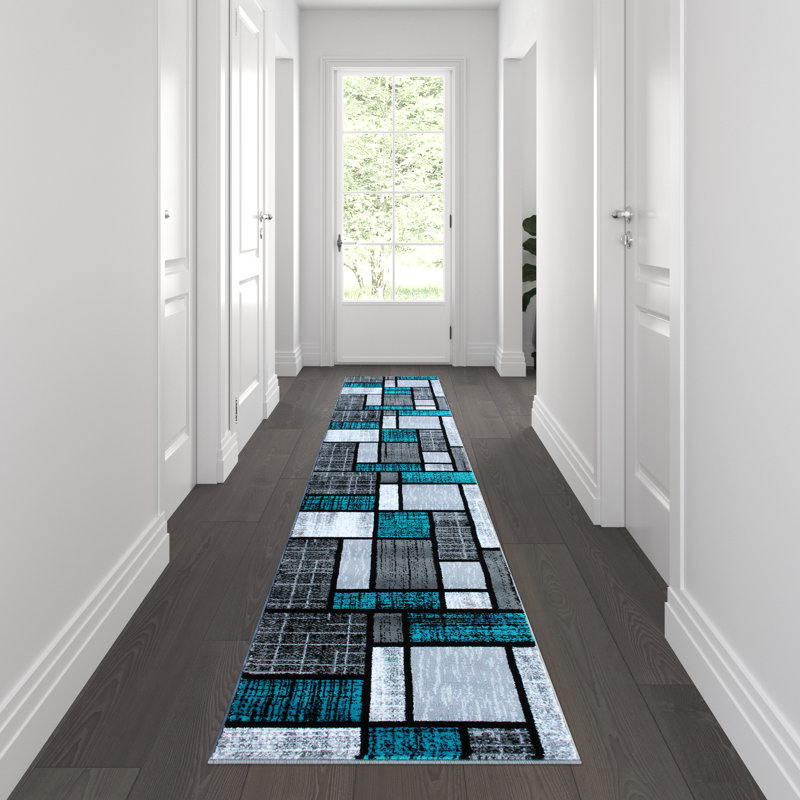 Tapis à motif géométrique moderne Skarthi, Tapis de couloir 2 pi x 11 pi
