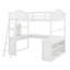 Lit mezzanine en bois avec bureau en U, compartiments de rangement et miroir à trois volets-1290637872