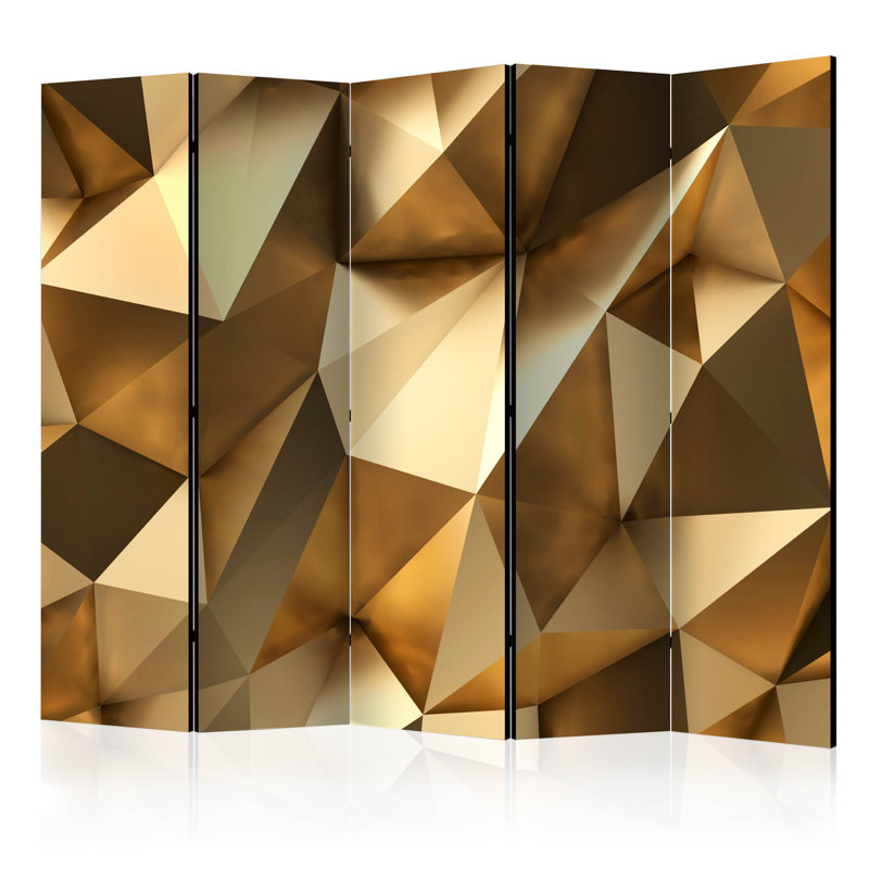Greenville 172cm H Solid Wood Folding Room Divider, 5, Gold