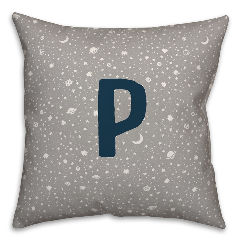 Monogram S Space Doodle Throw Pillow, P