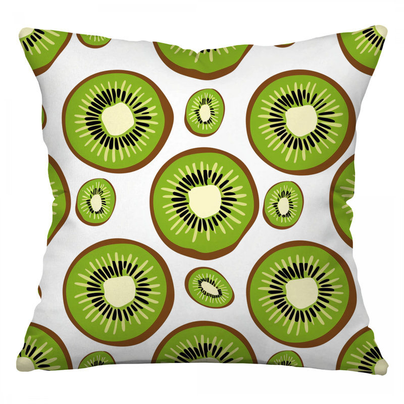 Kiwi Throw Pillow, Fruit Cotton Twill Pillows, Square 14"