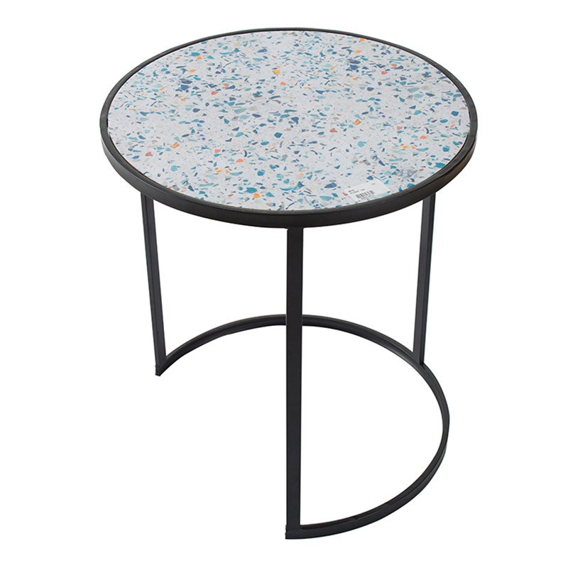 Set Of 2 Round End Table, Stacking Side Tables With Sturdy Metal Frame For Small Space,Living Room, Office