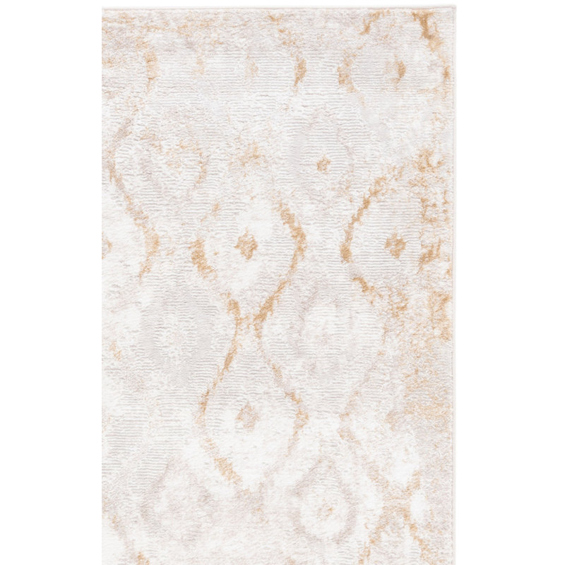 Tapis géométrique Milstein ivoire / doré, Rectangle 9 pi x 12 pi