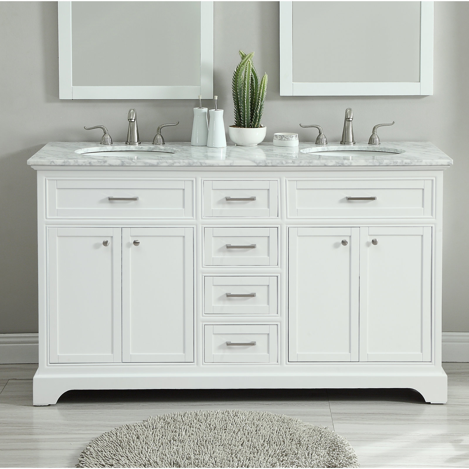 Hermes 60'' Double Bathroom Vanity, White