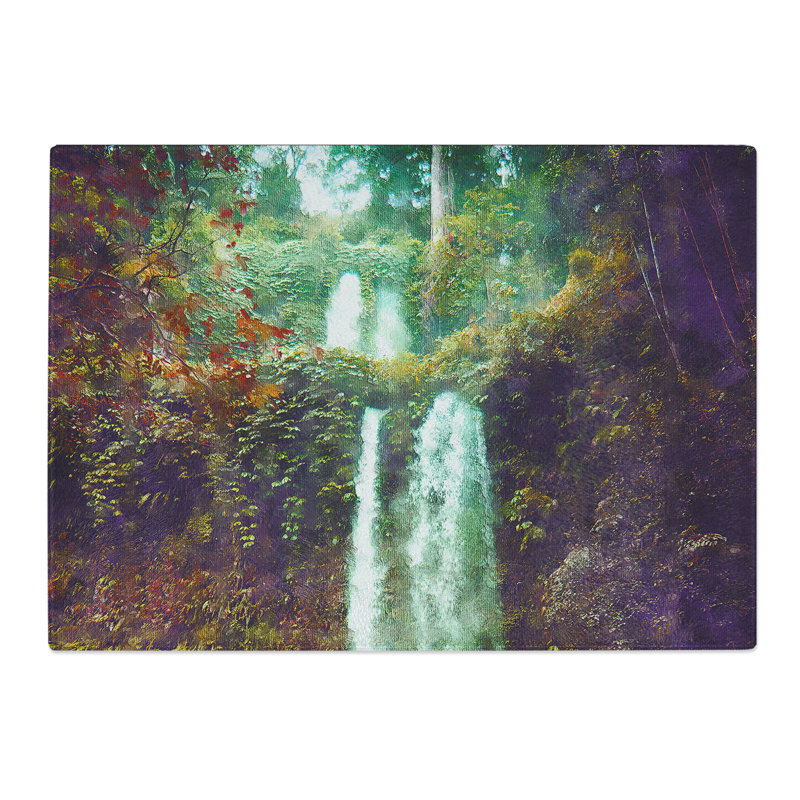 Waterfall in Lombok Indonesia Painting Chopping Board, 0.4cm H x 28.5cm W x 39cm L
