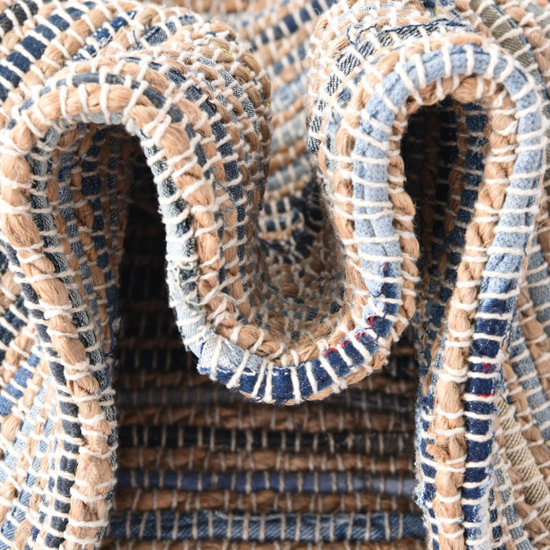 Holly-Rose Cotton Striped Indoor Rug, Rectangle 5'1" x 8'