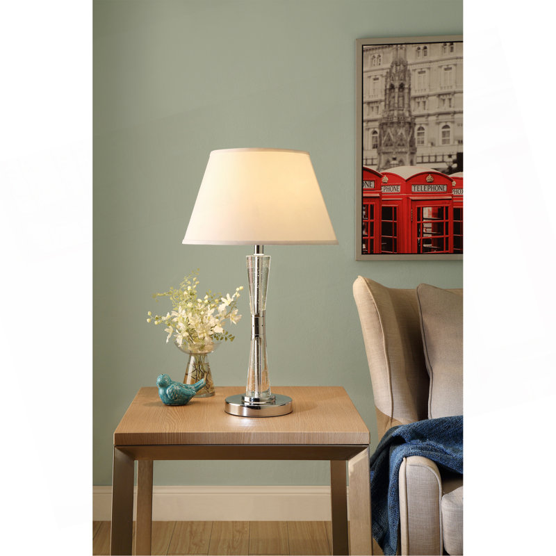 Lampe de table Terry avec tube en verre infusé de bulles, métal chromé 27 pouces