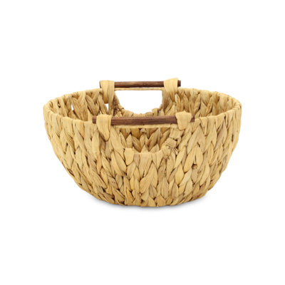 13" Natural Woven Water Hyacinth Basket