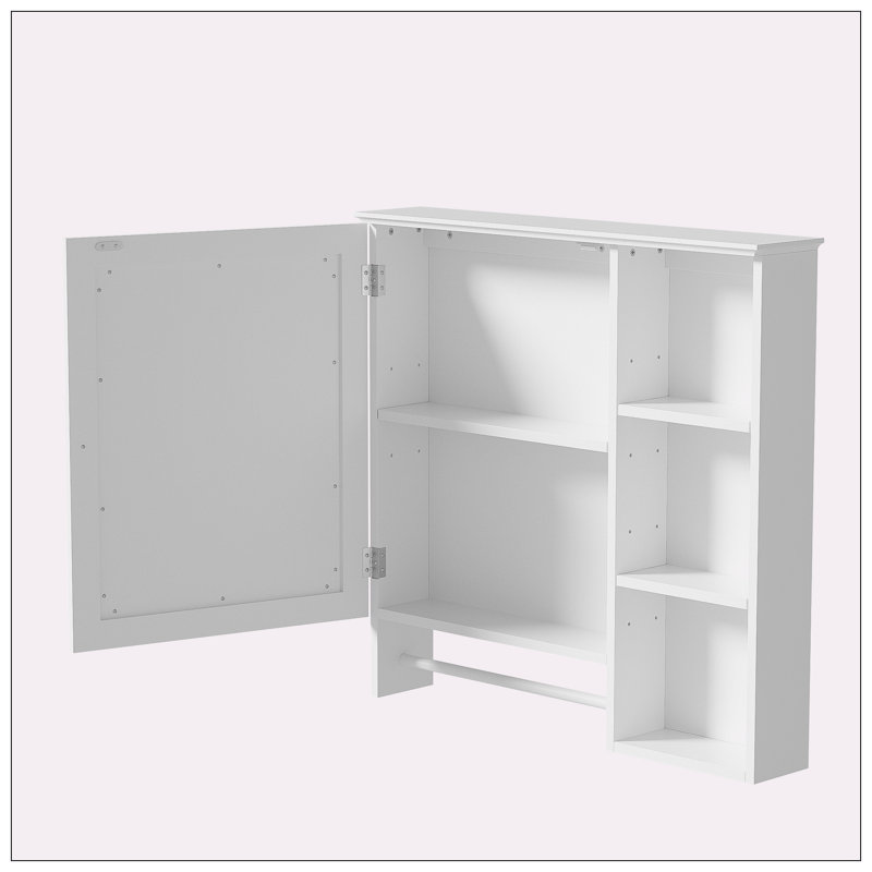 freestanding vanity set with mirror cabinet, White