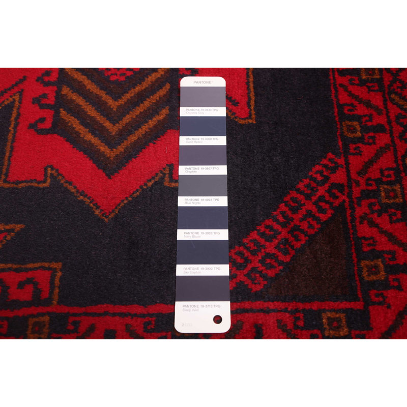 Tapis bleu marine / rouge Teimani 4 pi 2 po x 7 pi 0 po