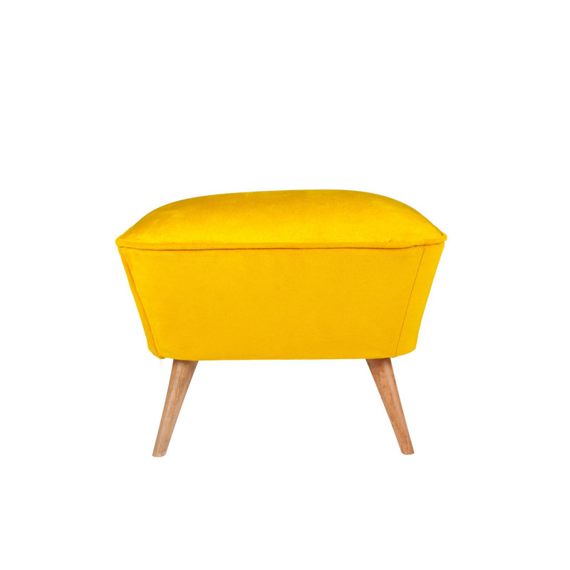 Pouf jaune élégant avec structure en bois massif, 22,4 x 17,7 x 17,7 pouces | Tissu 100% polyester facile à nettoyer | 32 mousses en mousse pour plus de confort | Parfait pour la décoration de salon ou de chambre à coucher, design moderne et fonctionnel
