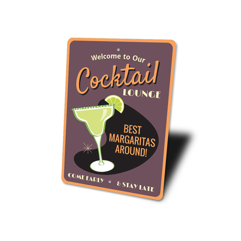 Plaque en aluminium Cocktail Lounge, H 18 po x l 12 po x P 0,06 po