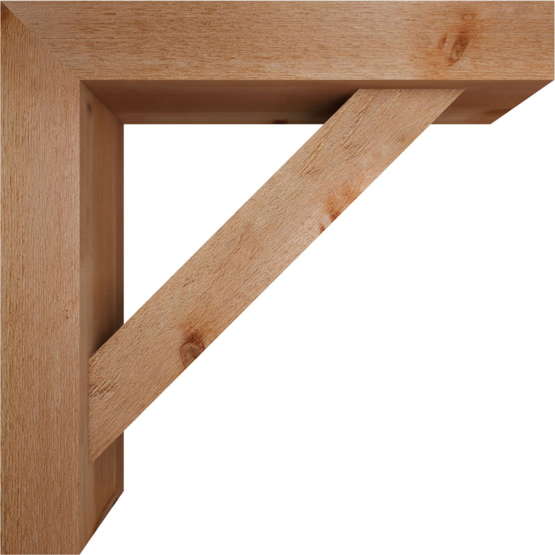 Traditional Block Bracket w/ Offset Brace, 28 x 28, 6"W Western Red Cedar (Rough Sawn)