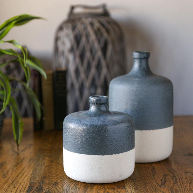 Goff Handmade Stoneware Table Vase,  12.5" H x 7.5" W x 7.5" D, Turquoise