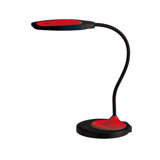 Lampe de table à DEL Lorell avec chargeur USB, noir et rouge vif, à intensité variable, compacte et réglable