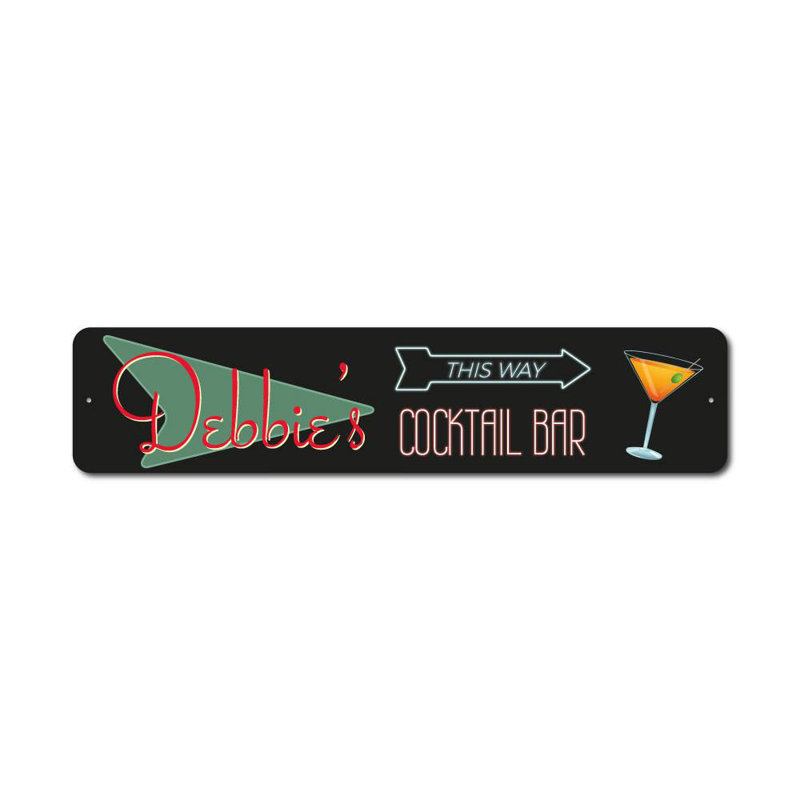 Plaque en métal Home Cocktail Bar, H 6 po x l 24 po x P 0,06 po