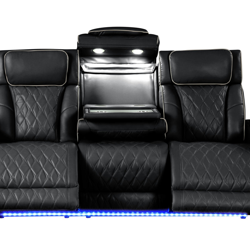 Canapé inclinable avec structure en bois et fonction de massage Fortuner, Noir