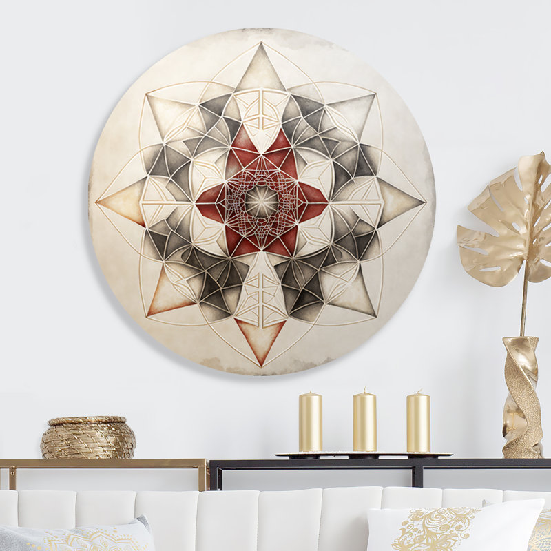 Fondamentaux de motifs géométriques sacrés I - Art abstrait géométrique rond sur métal, L 16 po x H 16 po