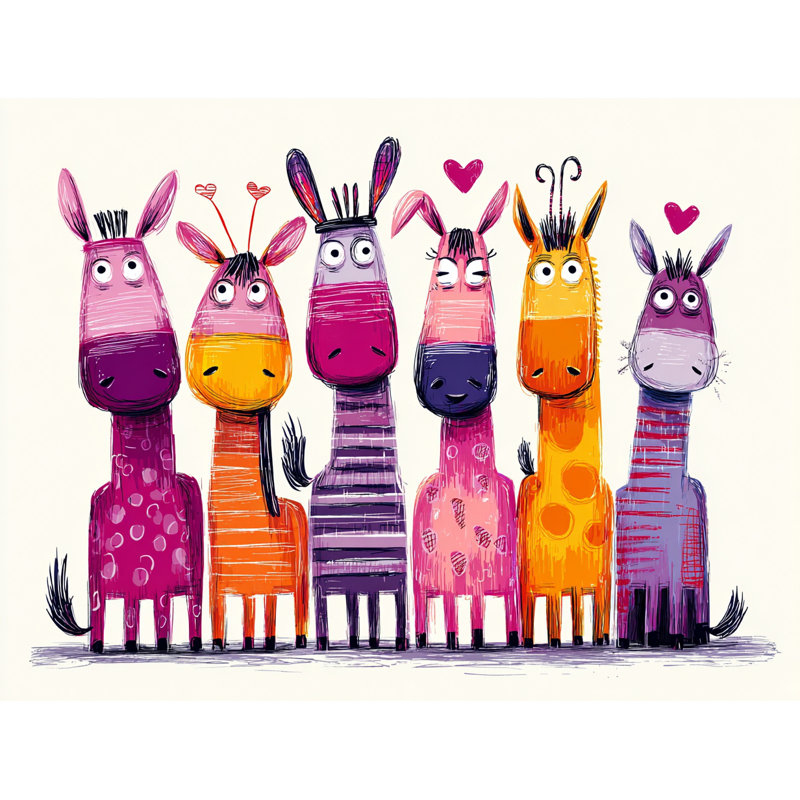 Color Pop Herd - Art mural sur toile tendue, H 24 po x l 36 po