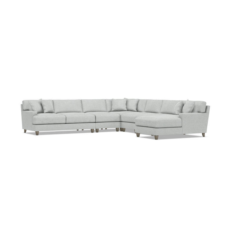 Bernhardt Mila 6-Piece Fabric Sectional, Gray Polyester Blend, Right Hand Facing, 33.5" H x 137" W x 137" D