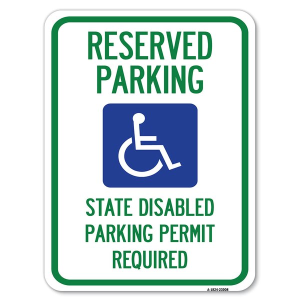 SignMission Reserved Parking State Disabled Parking Permit Required ...