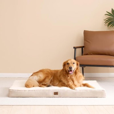 Orthopedic XL Dog Beds For Extra Large Dogs With Removable Washable Cover For Crate, Beige, 41X27