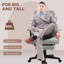 Chaise de bureau, couleur grise. Capacité de 400 lb. Soutien lombaire et repose-pieds. Fonction d'inclinaison pivotante à 360 °. Fauteuil ergonomique réglable Big Tall By, 400 lb, gris, repos, microfibre, support, inclinable,
