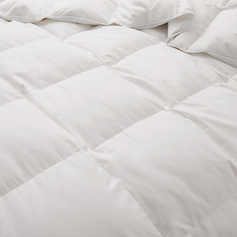 All Season Goose Feather Fiber Comforter – Machine Washable White Down & Feather Blend Duvet Insert, Medium Weight Hotel Collection Bedding