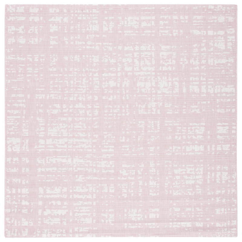 Tapis intérieur / extérieur rose / ivoire Winifred, Carré 6 pi 7 po