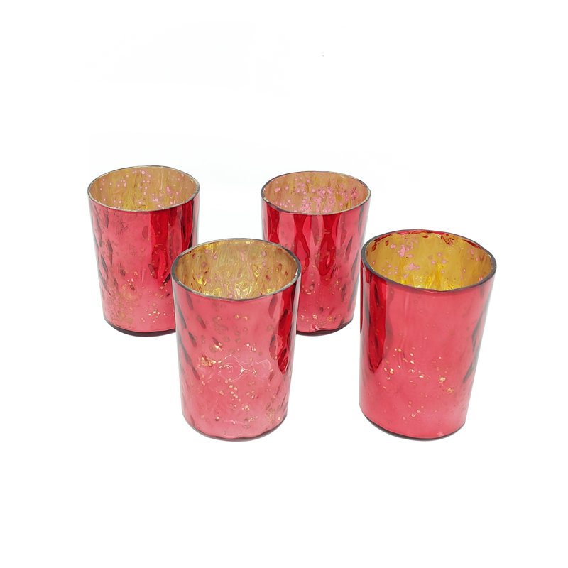 Porte-votive en verre tacheté, Rouge