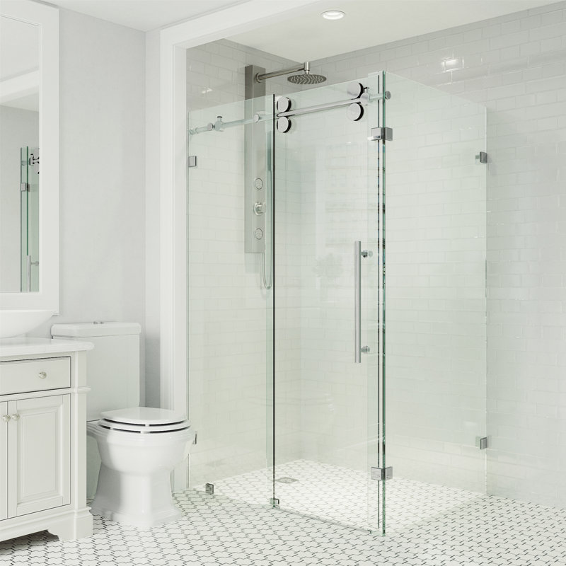 Winslow 46.5 in. W x 74 in. H Frameless Sliding Rectangle Shower Enclosure, Chrome