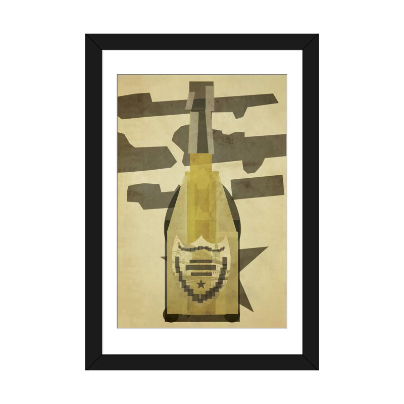 « perignon », impression sur toile tendue, Papier d'art encadré noir, H 24 po x l 16 po x P 1 po, Blanc
