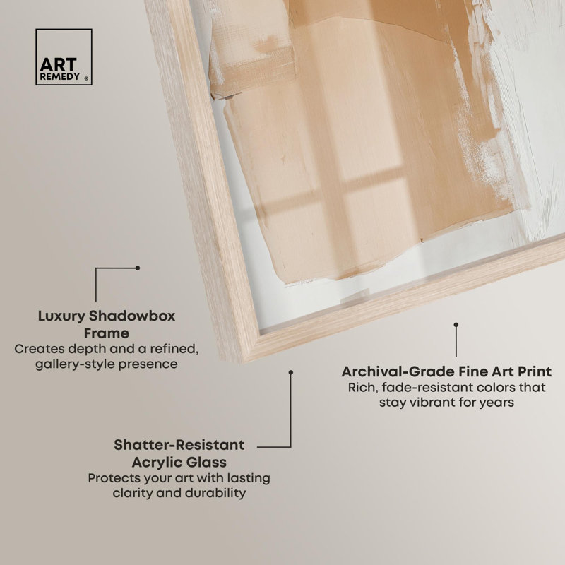 Terra Layers Shadowbox Print Boho Art par Art Remedy, H 25 po x l 21 po, Crème, crème