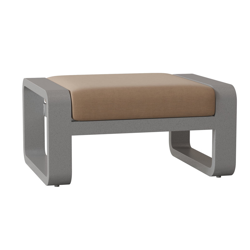 Repose-pieds d'extérieur avec coussin Vale, Toile spa Sunbrella®, Finition étain