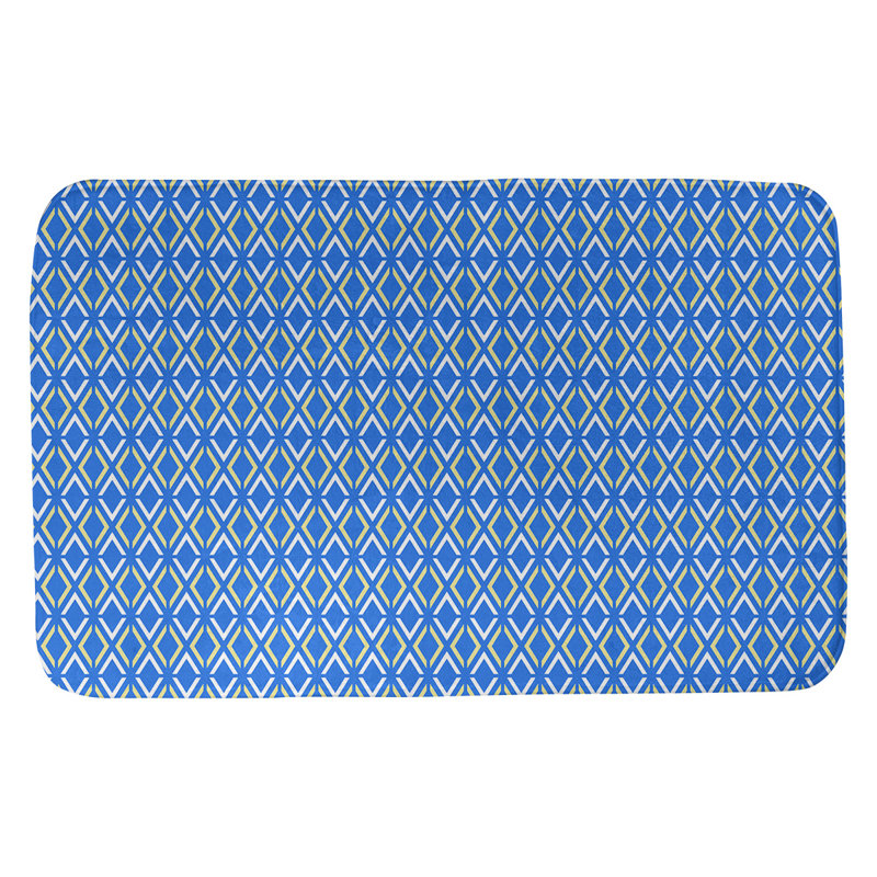 Tapis pour salle de bain diamants Leffel, l 17 po x L 24 po, Bleu / Jaune