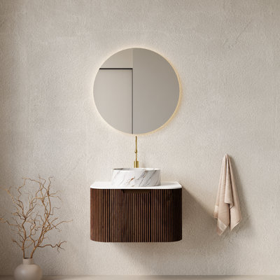 Meuble-lavabo flottant 24 po avec lavabo courbé et tiroirs à fermeture en douceur 24 po