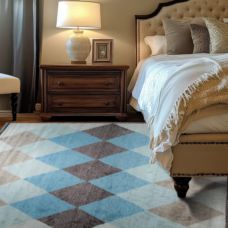 Multicolor Hand-Knotted Wool Diamond Cascade Geometric Modern Contemporary Carpet Rug, 10' x 14'