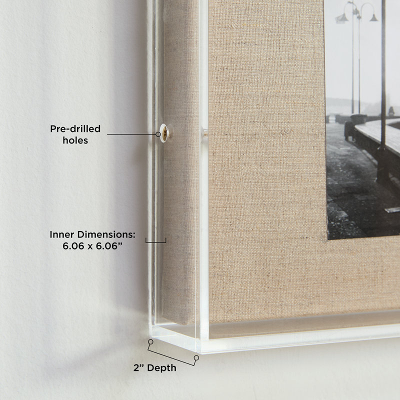 Modern Acrylic Shadowbox with Linen Canvas 2" Depth | UV Grade, 6" W x 6" H