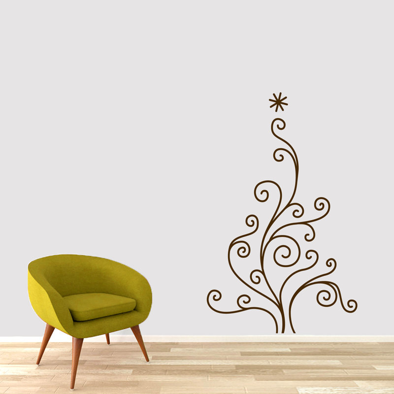 Décalcomanie murale arbre de noël Betances, Brun chocolat