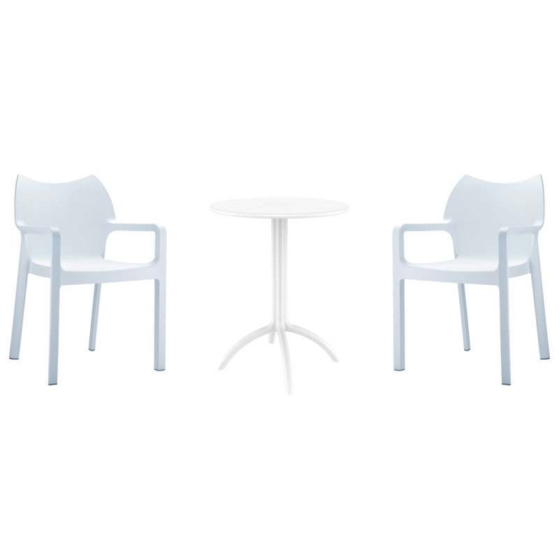 Adrian  2 - Person 23.6" Round Bistro Set, White