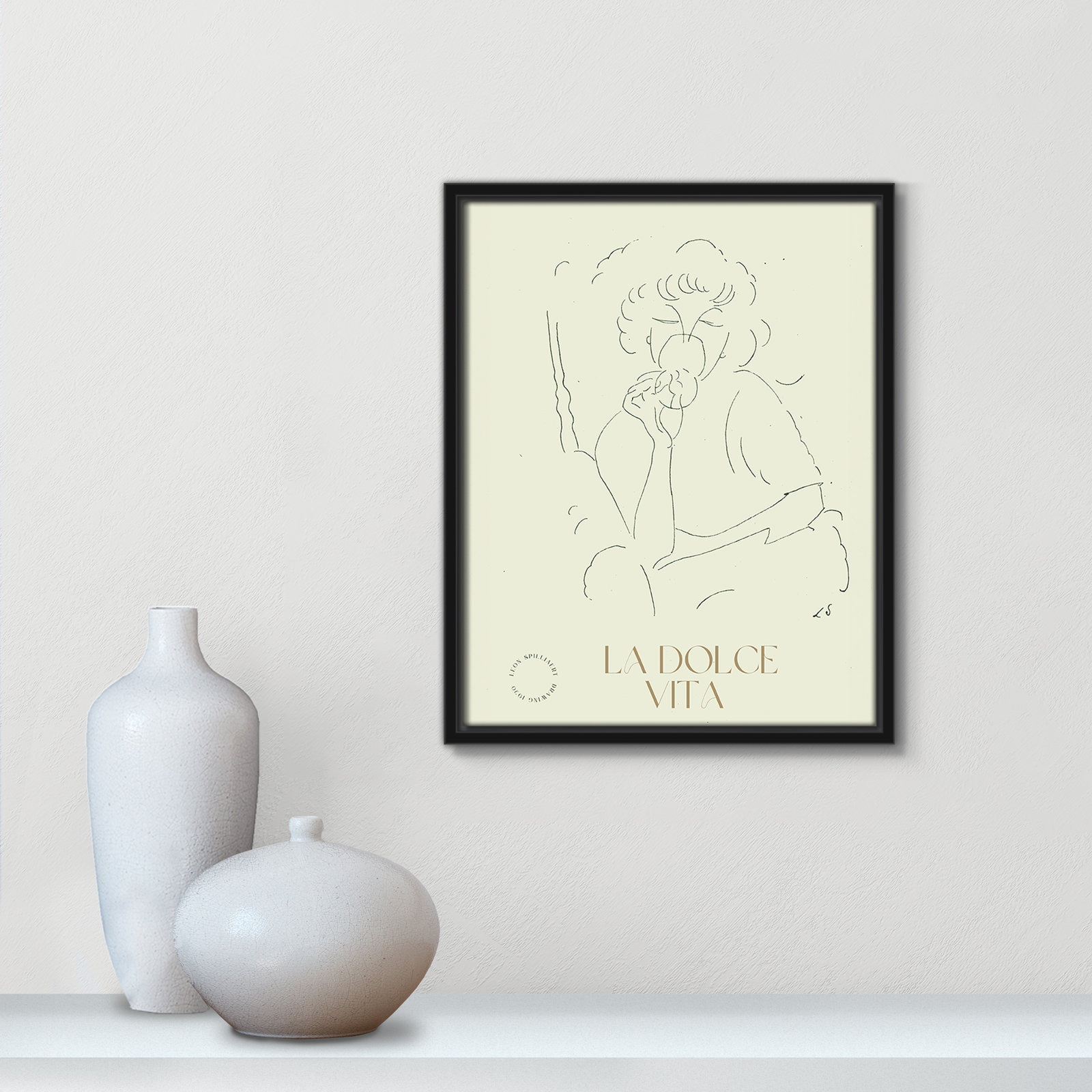 La Dolce Vita Print by Permild & Rosengreen x Léon Spilliaert, Black, 15.5" H x 12.5" W