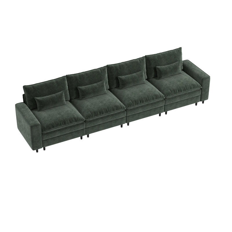 Canapé modulaire moderne en chenille, H 39,37 po x l 158,27 po x P 35,83 po, 4, Vert
