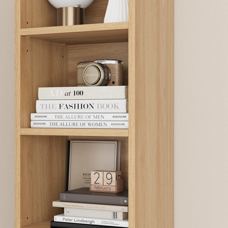 Gracyn 8-Tier Narrow Bookshelf With Adjustable Shelves, Timber Tint, 1