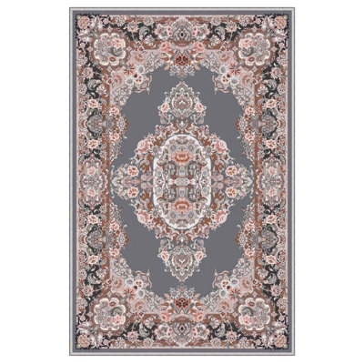 Tapis de couloir élégant, 2,6 x 6,6 pieds | 100% polyester, 650 g / m², hauteur des poils de 0,3 po | Pois antibactérien et antidérapant en PVC | Lavable à la machine, impression numérique 3D durable | Parfait pour la décoration intérieure