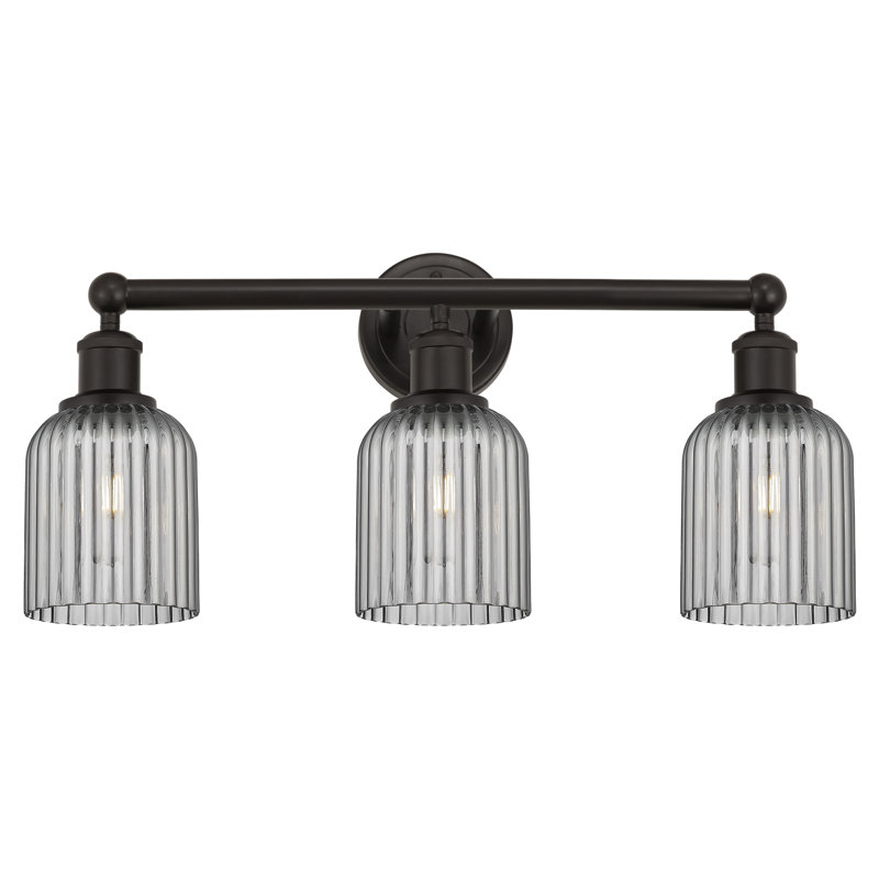 Abat-jour de salle de bain 3 lumières Edison Northgate, Bronze huilé, Gris fumée