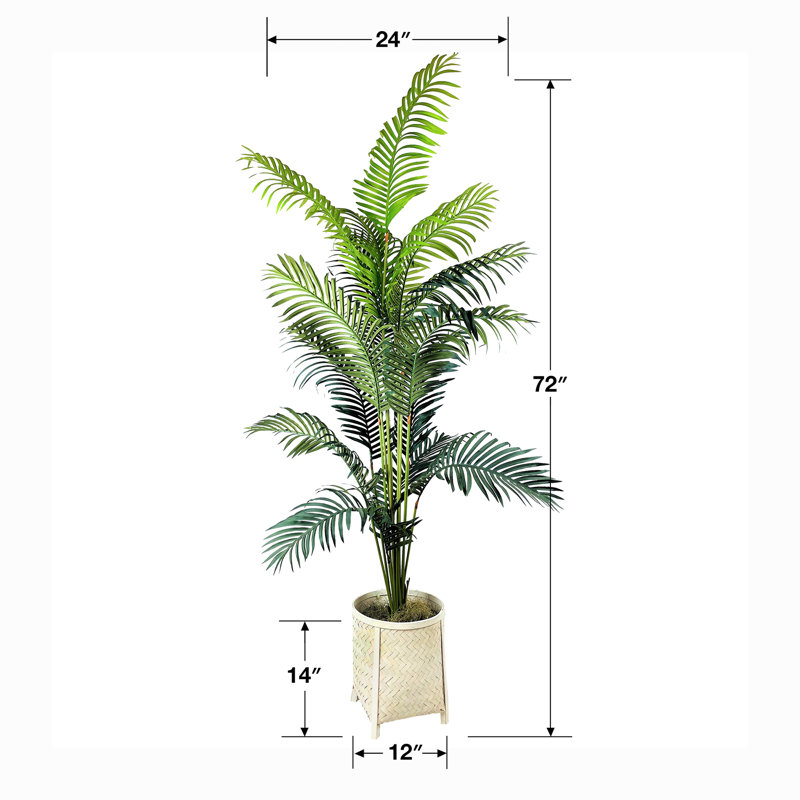 Palmier artificiel 72 po dans un panier, Blanc